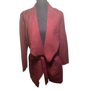 Fashion Nova Coat Women's Front Wrap Pockets Wine Size Medium 100% Polyester NWT